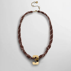 Knotty Varsity Custom Necklace - Mocha Brown Single Digit