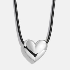 Millie Bubble Heart Cord Necklace - Silver