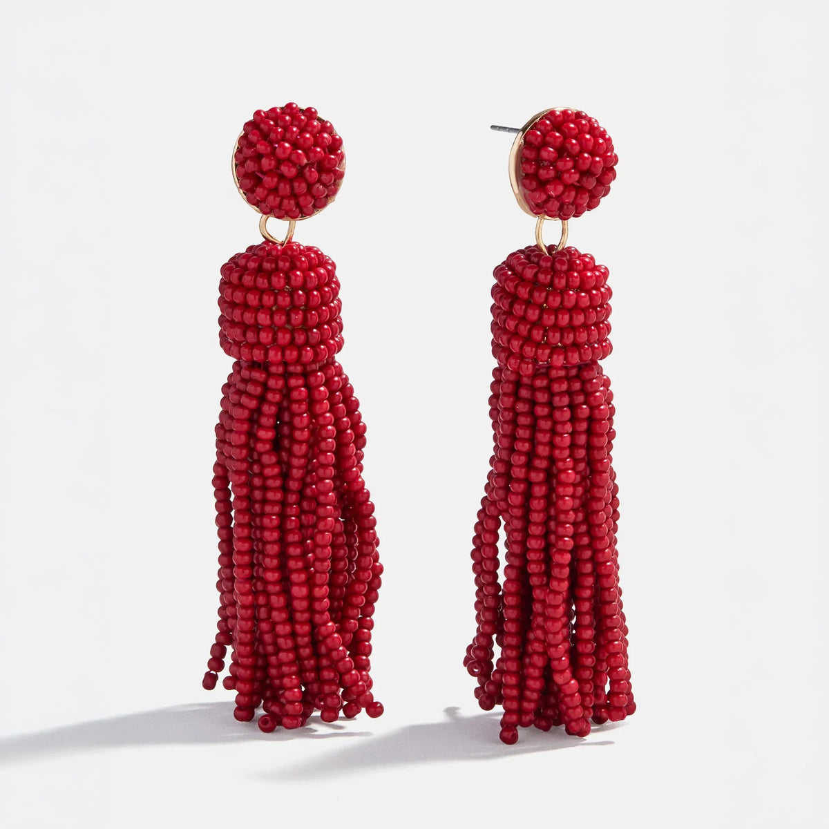 Maren Tassel Statement Earrings - Red