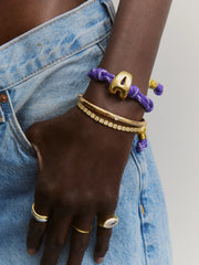 Knotty Initial Custom Bracelet - Purple Double Letters