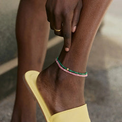 Kyanna Semi-Precious Waterproof Anklet - Malachite