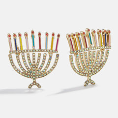 Light the Candles Menorah Stud Earrings - Menorah