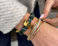 Knotty Initial Custom Bracelet - Dark Green Single Letter