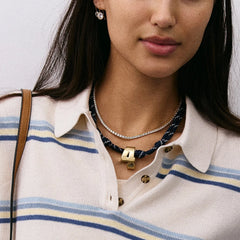 Knotty Varsity Custom Necklace - Navy Single Digit