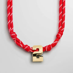 Knotty Varsity Custom Necklace - Cherry Red Single Digit