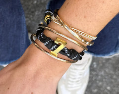 Knotty Varsity Number Custom Bracelet - Onyx Double Digit