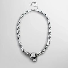 Knotty Varsity Custom Necklace - White/Onyx Single Digit
