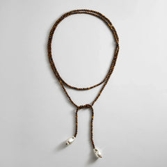Semi-Precious Pearl Wrap Necklace - Tiger's Eye