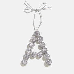 Merry Monogram Ornament - Silver/Pavé