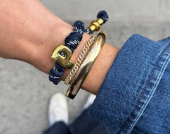 Knotty Initial Custom Bracelet - Navy Double Letters