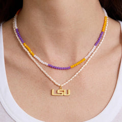 Louisiana State University Beaded Logo Necklace Set - Louisiana State University