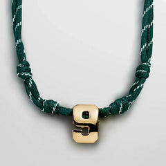 Knotty Varsity Custom Necklace - Dark Green Single Digit