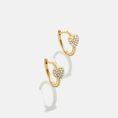 Little Hearts Big Feelings 18K Gold Kids' Huggie Earrings - Gold/Pavé