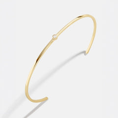 Yasmine 18K Gold Cuff Bracelet - Stone Center