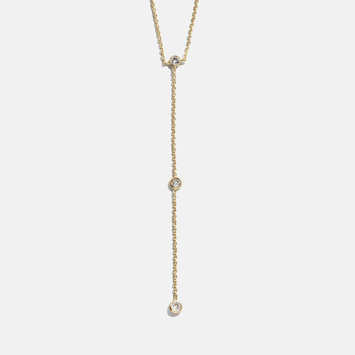 Yasmine Gold Lariat Necklace - Gold/Pavé