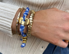 Knotty Initial Custom Bracelet - Royal Blue/White Double Letters
