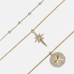 Lyra Celestial Layered Necklace - Gold/Pavé