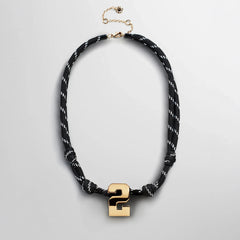 Knotty Varsity Custom Necklace - Onyx Single Digit