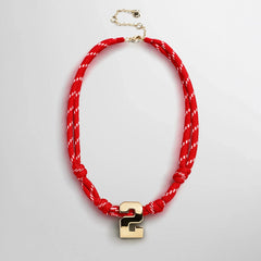 Knotty Varsity Custom Necklace - Cherry Red Single Digit