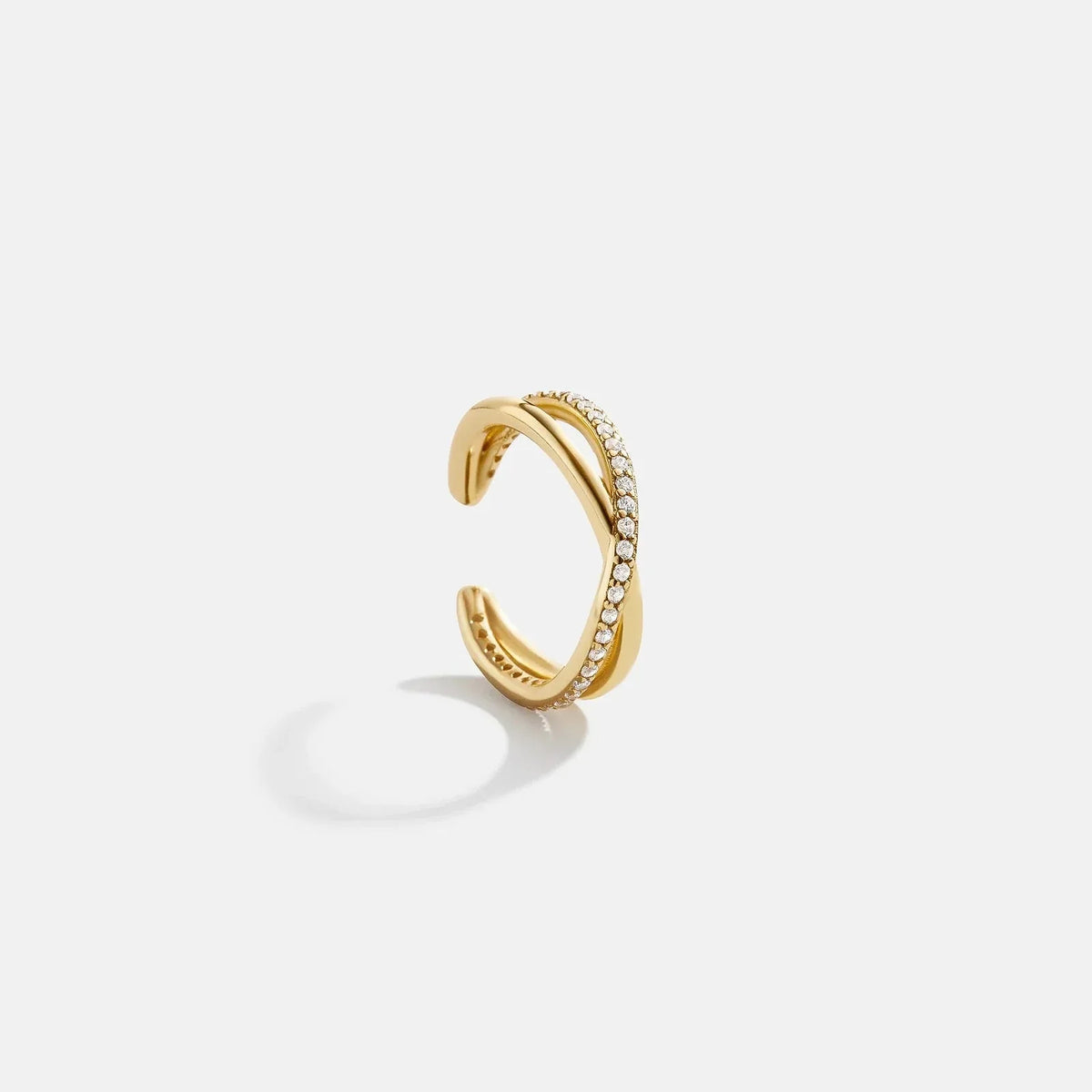 Mercedes 14K Gold Ear Cuff - Gold/Pavé