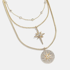 Lyra Celestial Layered Necklace - Gold/Pavé
