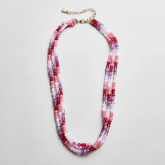 Lena Semi-Precious Layered Necklace - Pink
