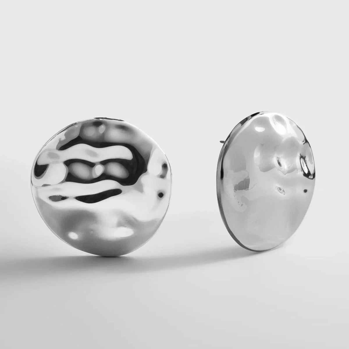 Odette Hammered Statement Studs - Silver