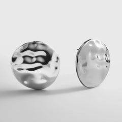 Odette Hammered Statement Studs - Silver