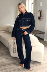 Something To Prove High Rise Straight Leg Jeans Dark Indigo